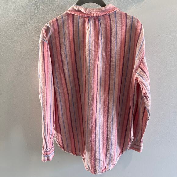 Maeve by Anthropologie Multicolored Striped Lida Linen Cotton Blend Shirt Size S - Picture 6 of 9